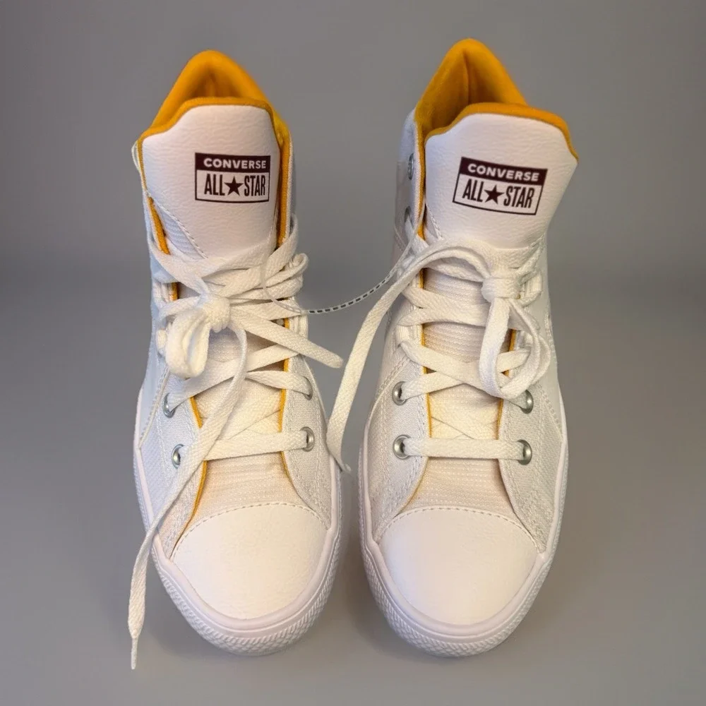 NEW Chuck Taylor Converse All Star Flux Ultra High Top Wht Burgundy Yellow Sz 10